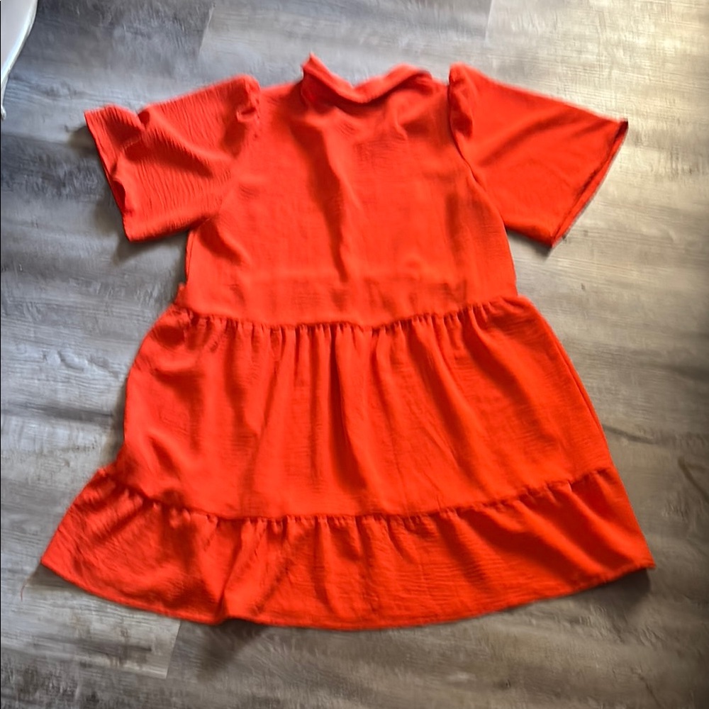 Dual Nature Vibrant Orange Short Sleeve Dress - Picture 5 of 5